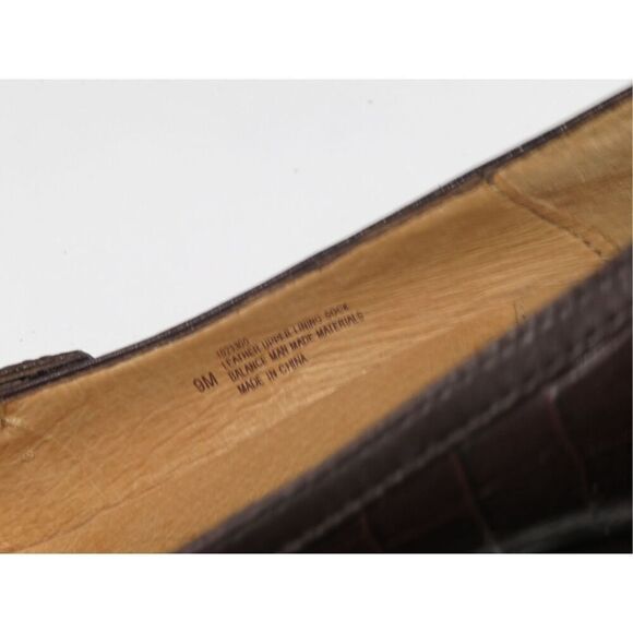 Sofft Leather Croc Square Toed Heels Pumps Brown Women  Size 9 - Picture 8 of 9